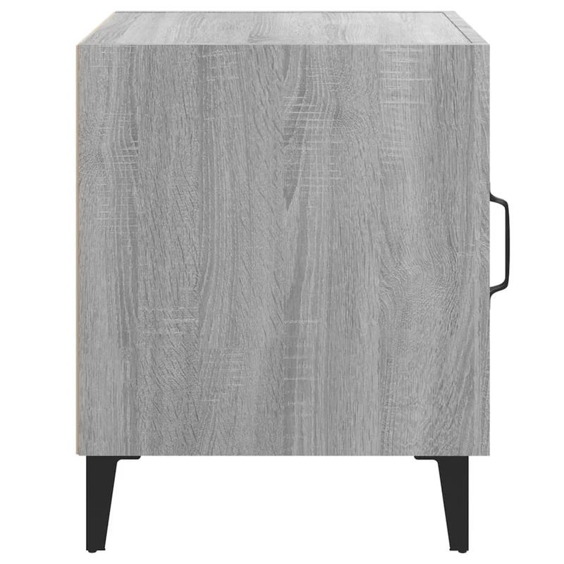Lot de 2 tables de chevet rangement avec porte 40 x 40 x 50 cm en bois d'ingénierie gris et métal DEC035751