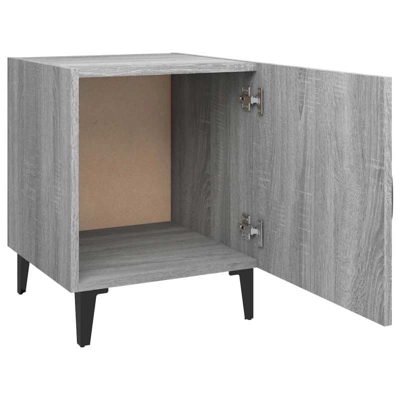 Lot de 2 tables de chevet rangement avec porte 40 x 40 x 50 cm en bois d'ingénierie gris et métal DEC035751