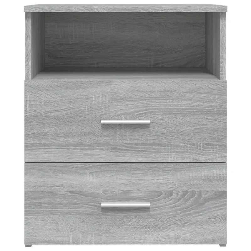Lot de 2 tables de chevet avec deux tiroirs et compartiment ouvert 50 x 32 x 60 cm bois d'ingénierie gris DEC035746
