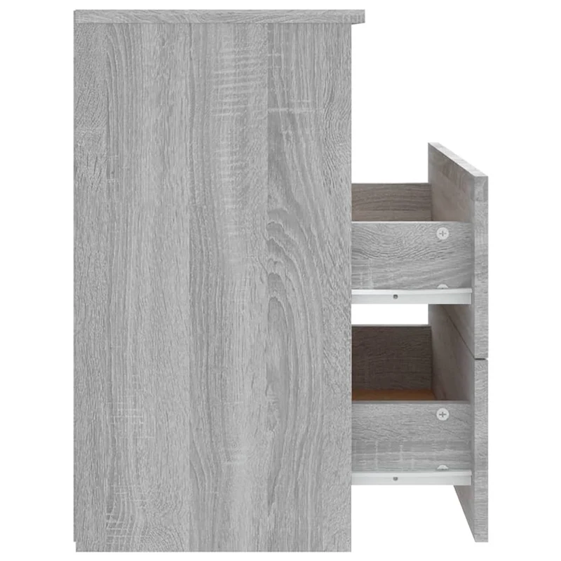 Lot de 2 tables de chevet avec deux tiroirs et compartiment ouvert 50 x 32 x 60 cm bois d'ingénierie gris DEC035746