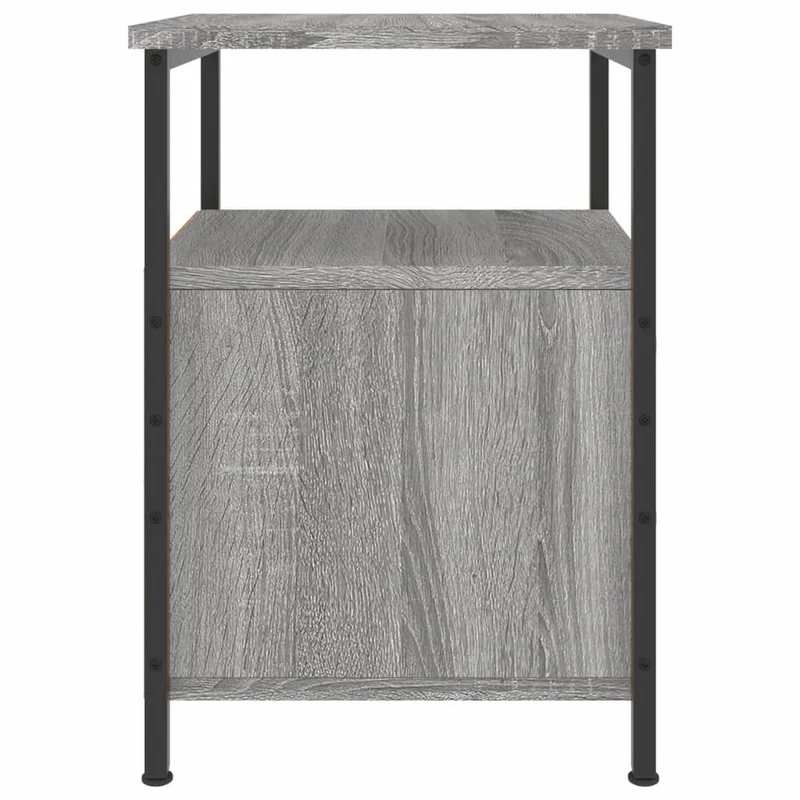 Lot de 2 tables de chevet avec tiroirs et étagère 34 x 35,5 x 50cm bois ingénierie gris et fer DEC035648