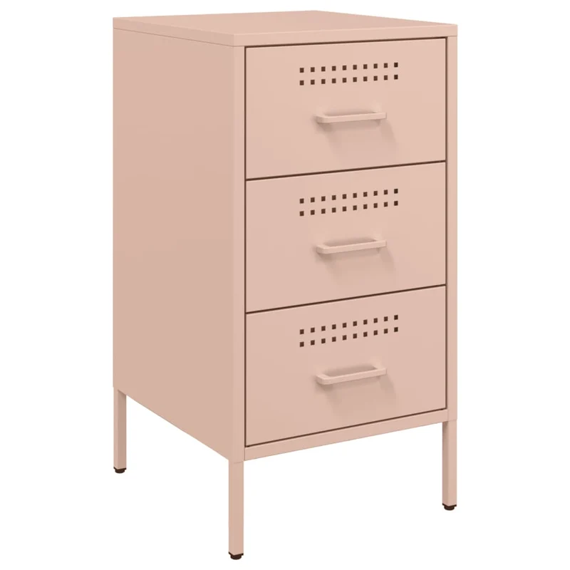 Lot de 2 tables de chevet avec 3 tiroirs 36 x 39 x 68 cm acier rose DEC035638