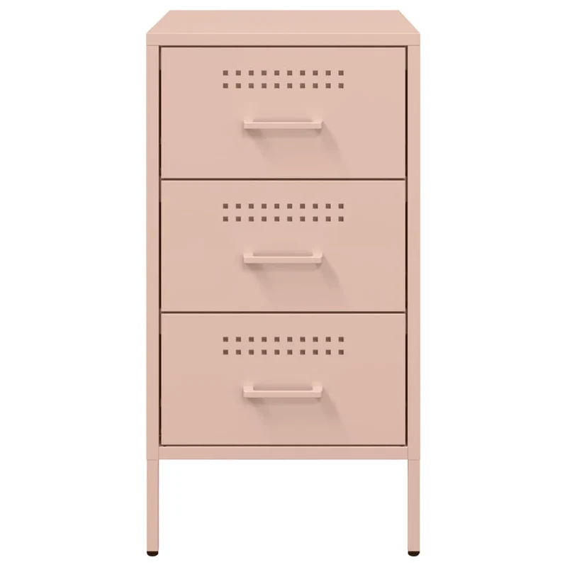 Lot de 2 tables de chevet avec 3 tiroirs 36 x 39 x 68 cm acier rose DEC035638