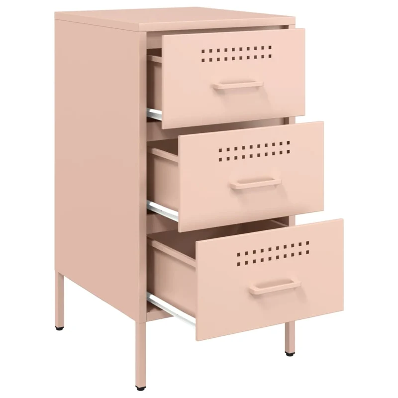 Lot de 2 tables de chevet avec 3 tiroirs 36 x 39 x 68 cm acier rose DEC035638