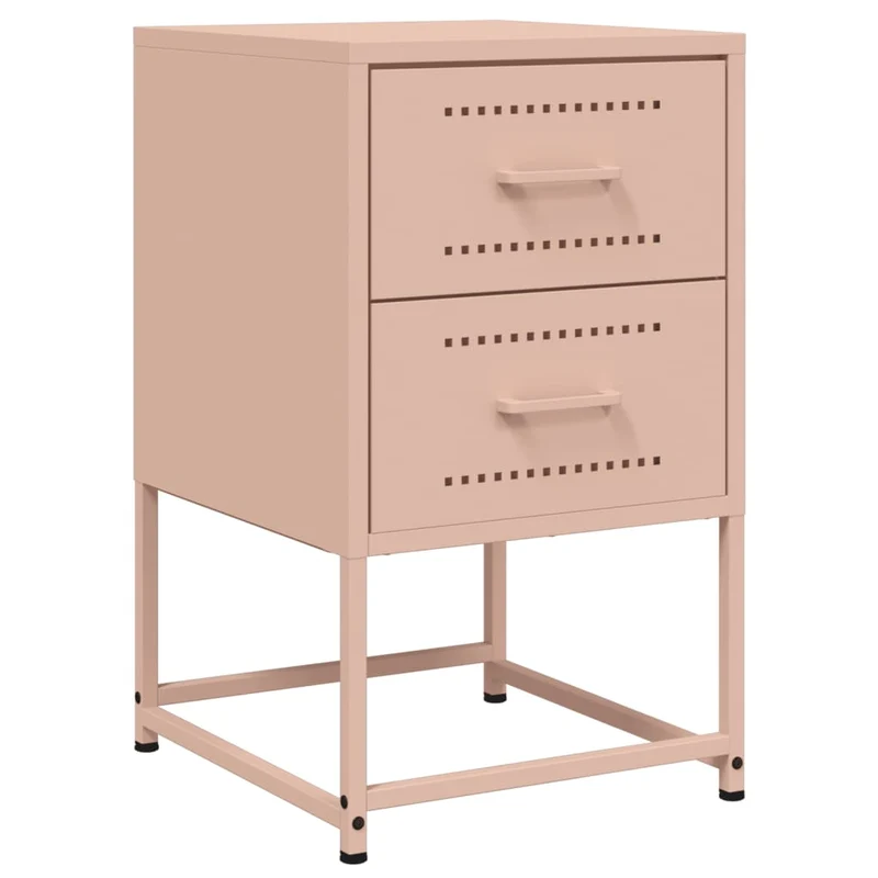 Lot de 2 tables de chevet avec deux tiroirs 36 x 39 x 60,5 cm acier rose DEC035634