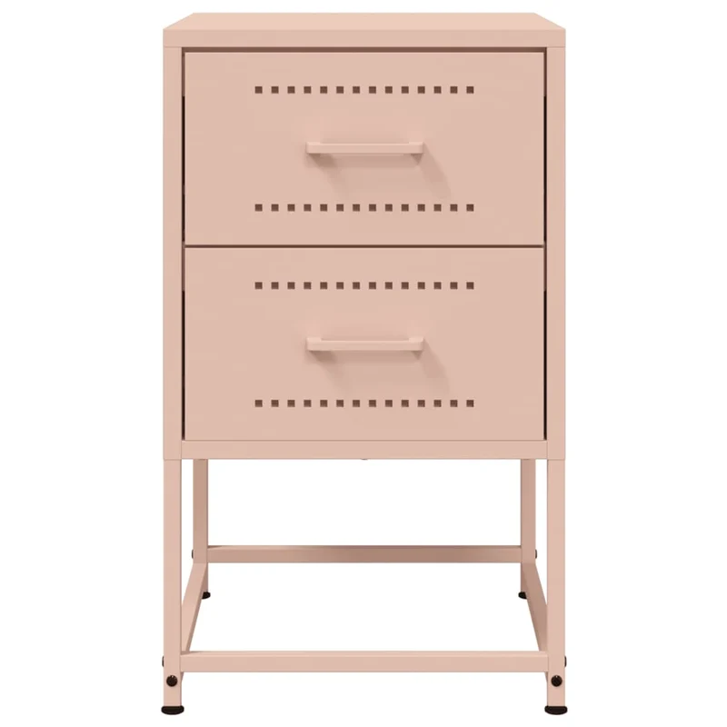 Lot de 2 tables de chevet avec deux tiroirs 36 x 39 x 60,5 cm acier rose DEC035634