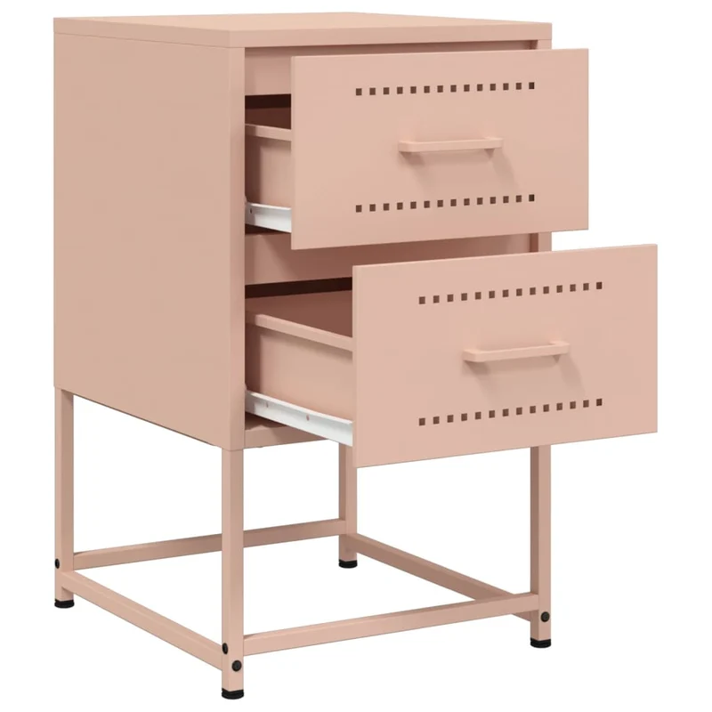 Lot de 2 tables de chevet avec deux tiroirs 36 x 39 x 60,5 cm acier rose DEC035634