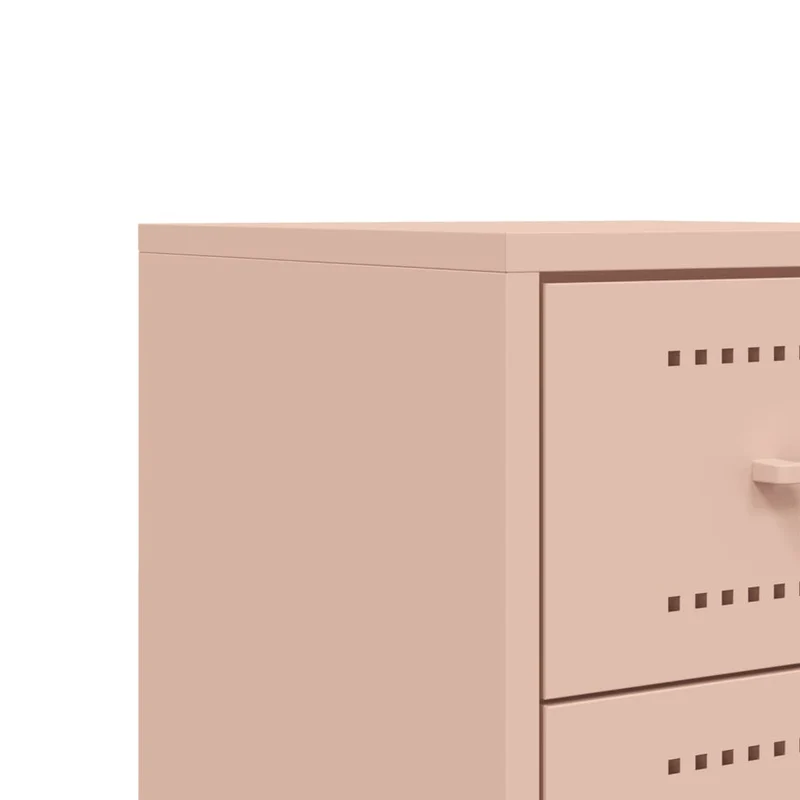 Lot de 2 tables de chevet avec deux tiroirs 36 x 39 x 60,5 cm acier rose DEC035634