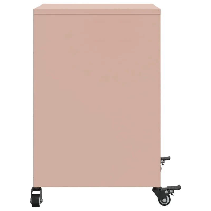 Lot de 2 tables de chevet sur roulettes avec compartiment ouvert et avec porte 36 x 39 x 59 cm acier rose DEC035633
