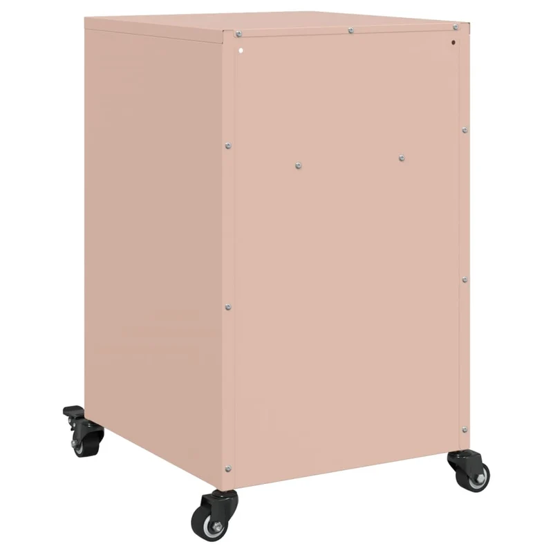 Lot de 2 tables de chevet sur roulettes avec compartiment ouvert et avec porte 36 x 39 x 59 cm acier rose DEC035633