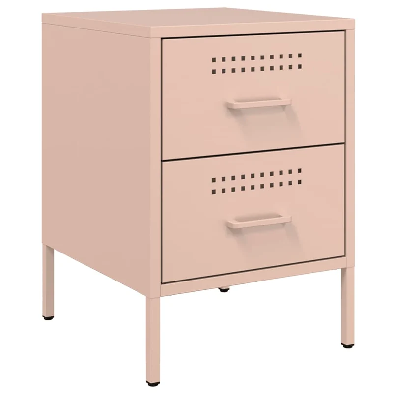 Lot de 2 tables de chevet avec deux tiroirs 36 x 39 x 50,5 cm acier rose DEC035632