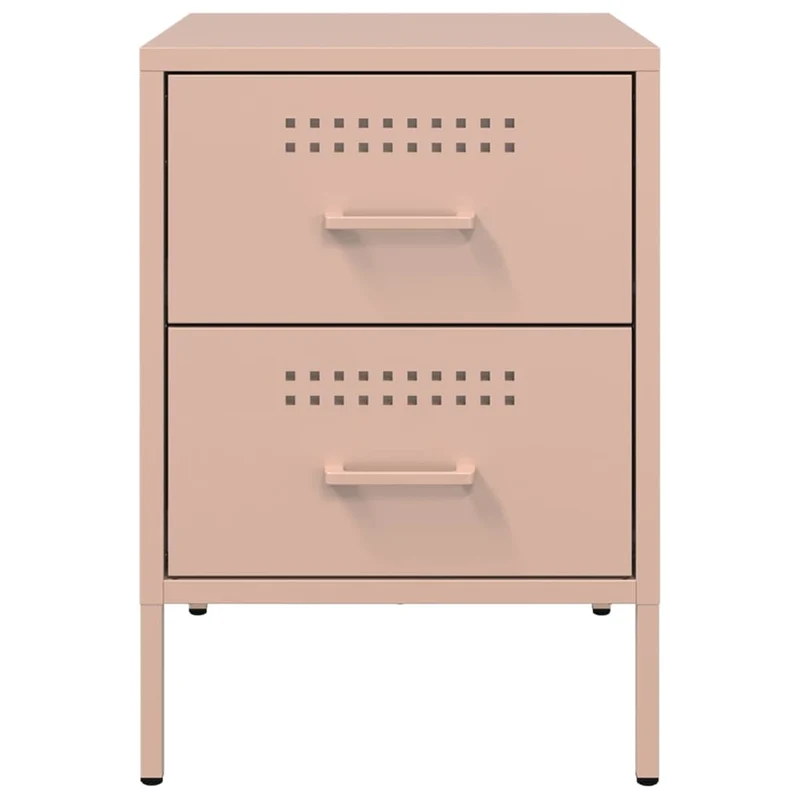 Lot de 2 tables de chevet avec deux tiroirs 36 x 39 x 50,5 cm acier rose DEC035632