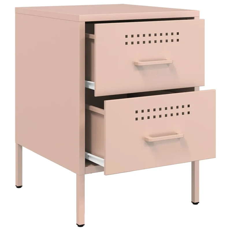 Lot de 2 tables de chevet avec deux tiroirs 36 x 39 x 50,5 cm acier rose DEC035632