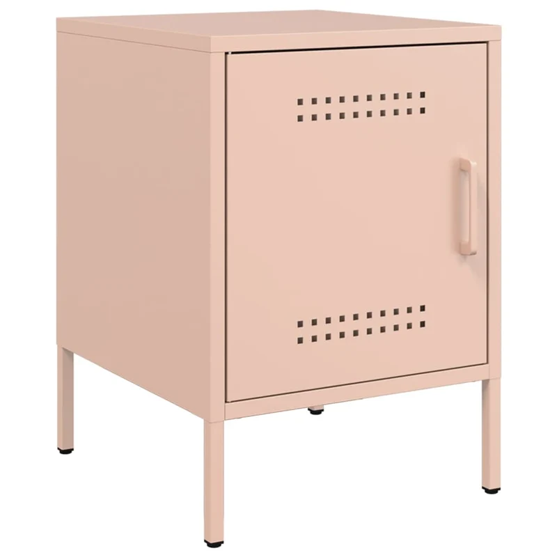 Lot de 2 tables de chevet compartiment avec porte 36 x 39 x 50,5 cm acier rose DEC035631