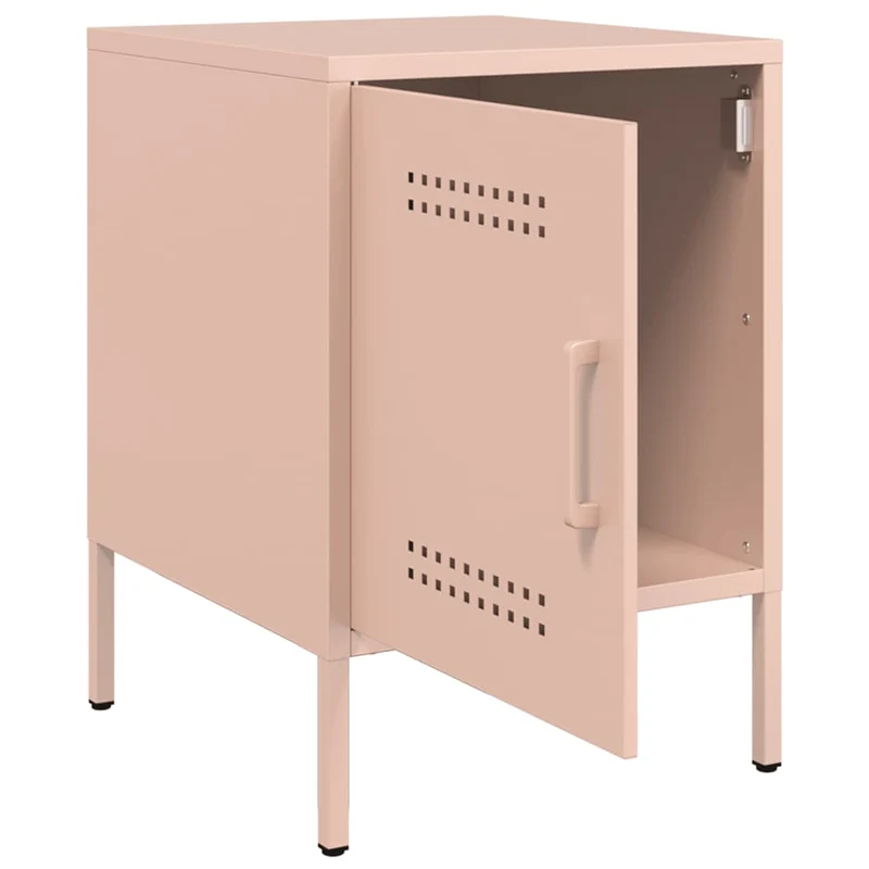 Lot de 2 tables de chevet compartiment avec porte 36 x 39 x 50,5 cm acier rose DEC035631