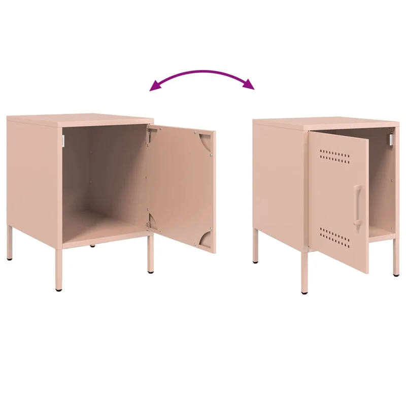 Lot de 2 tables de chevet compartiment avec porte 36 x 39 x 50,5 cm acier rose DEC035631