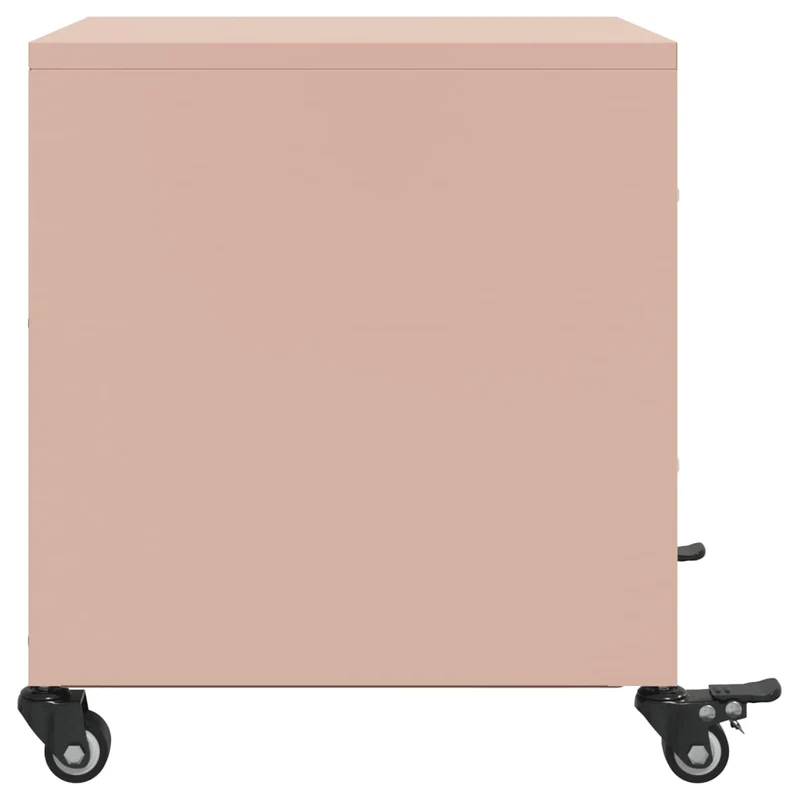 Lot de 2 tables de chevet sur roulettes avec tiroirs 36 x 39 x 43,5 cm acier rose DEC035628