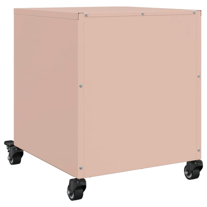 Lot de 2 tables de chevet sur roulettes avec tiroirs 36 x 39 x 43,5 cm acier rose DEC035628