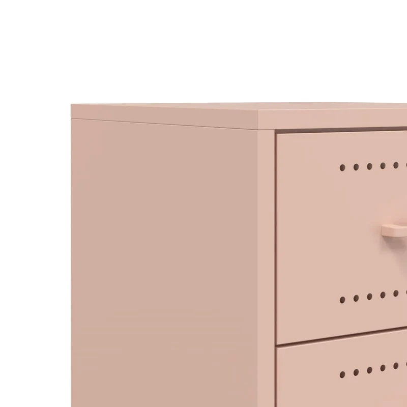 Lot de 2 tables de chevet sur roulettes avec tiroirs 36 x 39 x 43,5 cm acier rose DEC035628