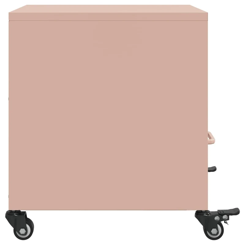 Lot de 2 tables de chevet sur roulettes avec tiroir et compartiment ouvert 36 x 39 x 43,5 cm acier rose DEC035627