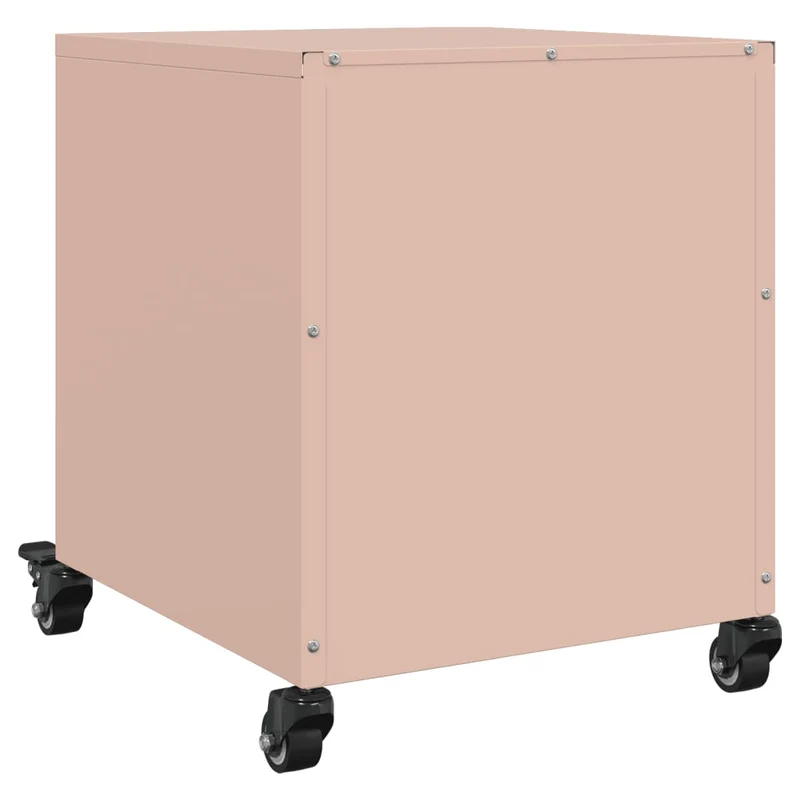 Lot de 2 tables de chevet sur roulettes avec tiroir et compartiment ouvert 36 x 39 x 43,5 cm acier rose DEC035627