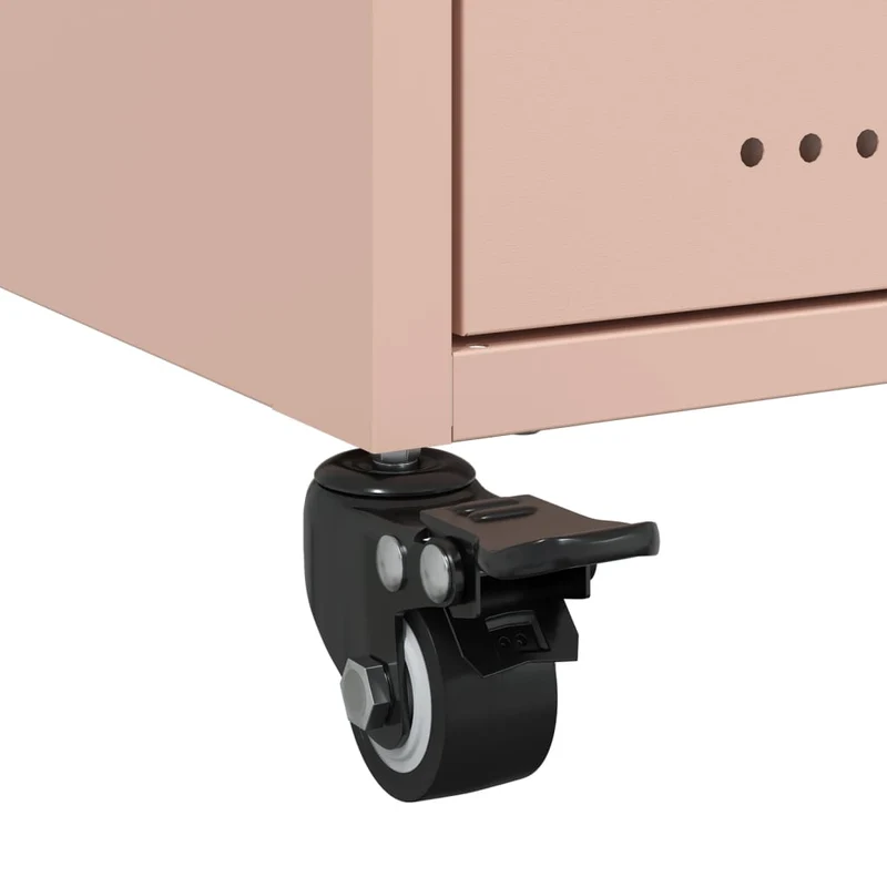 Lot de 2 tables de chevet sur roulettes avec tiroir et compartiment ouvert 36 x 39 x 43,5 cm acier rose DEC035627