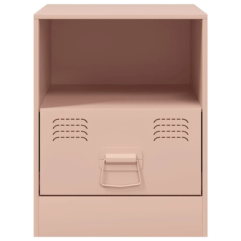 Lot de 2 tables de chevet avec tiroir et compartiment ouvert 34,5 x 39 x 44 cm acier rose DEC035622