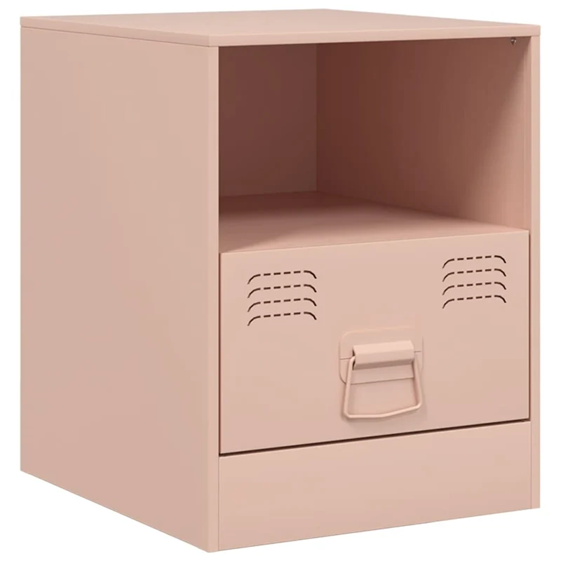 Lot de 2 tables de chevet avec tiroir et compartiment ouvert 34,5 x 39 x 44 cm acier rose DEC035622