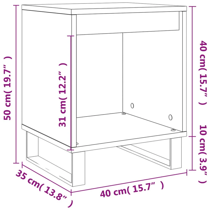 Lot de 2 tables de chevet avec compartiment overt 40 x 35 x 50 cm bois d’ingénierie noir DEC035555