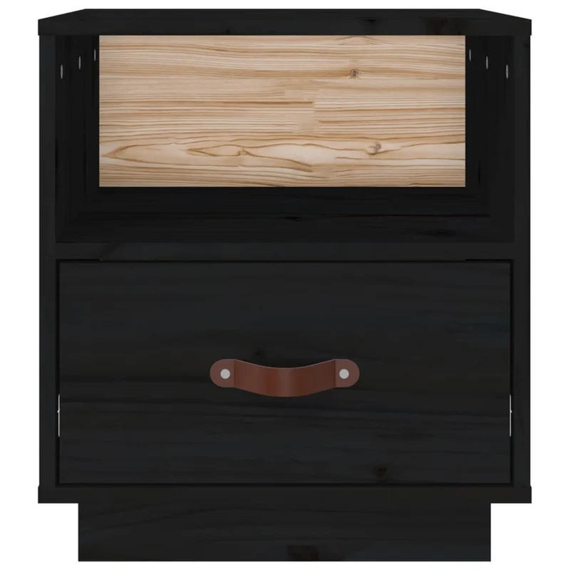 Lot de 2 tables de chevet avec tiroir et compartiment ouvert 40 x 34 x 45 cm bois de pin noir DEC035525