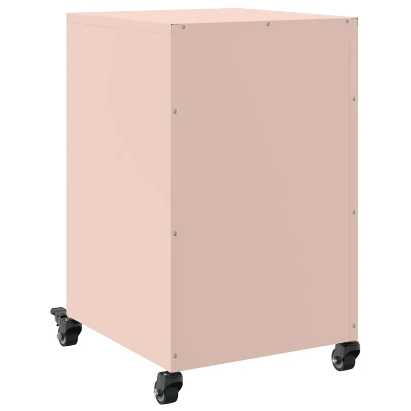 Table de chevet sur roulettes avec 3 tiroirs 36 x 39 x 59 cm acier rose DEC034562