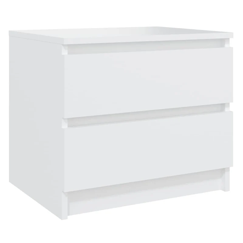 Table de chevet avec deux tiroirs 50 x 39 x 43,5 cm aggloméré blanc DEC033421