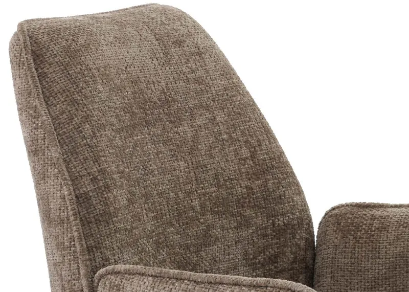 Chaise de salle à manger avec accoudoir siège rotatif en tissu bouclé marron cadre trépied 04_0006275