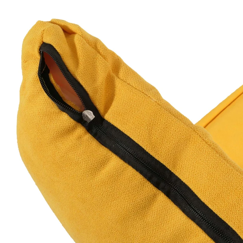 Chaise de sol avec fonction relaxation dossier réglable en 4 directions cadre en acier velours jaune 04_0006373