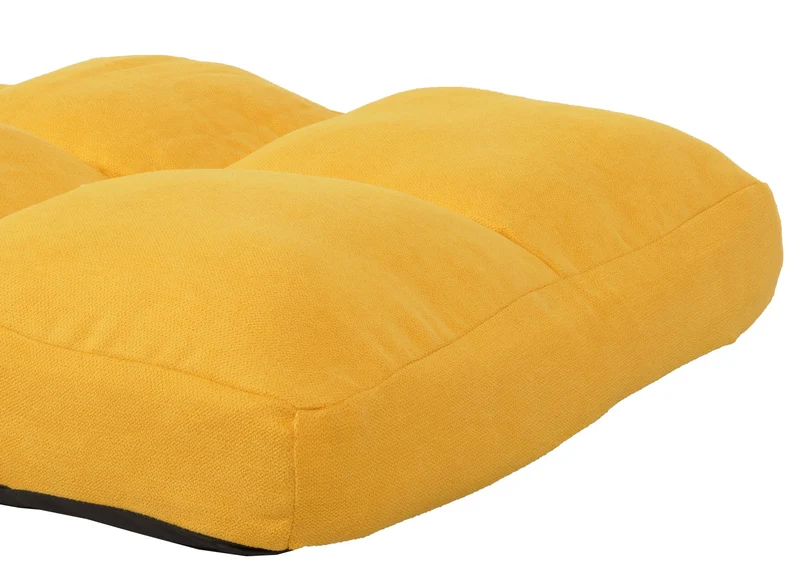 Chaise de sol avec fonction relaxation dossier réglable en 4 directions cadre en acier velours jaune 04_0006373