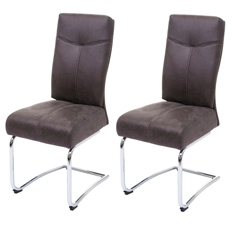 Lot de 2 chaises de salle à manger confortable et moderne en textile aspect daim gris 04_0000406