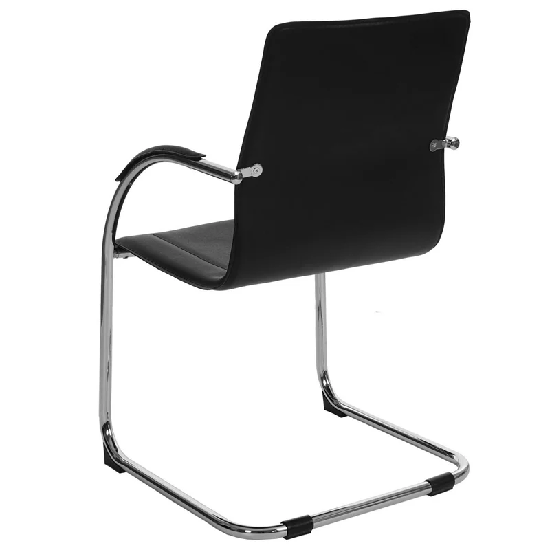 Lot de 2 chaises bureau visiteur en synthétique noir avec accoudoir BUR04067