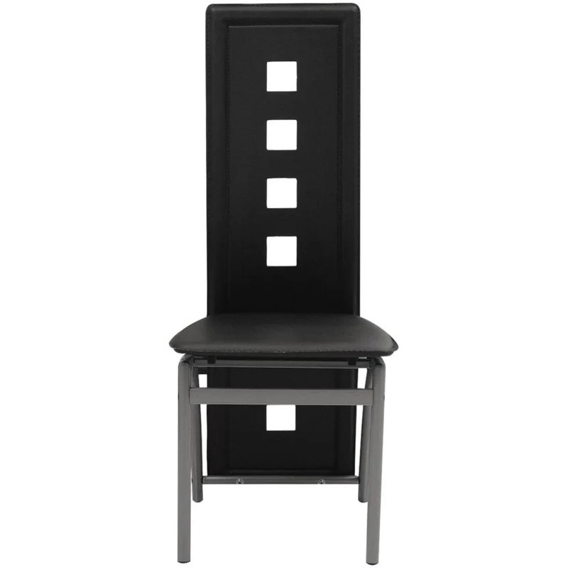 Lot de 4 chaises de salle à manger cuisine style moderne en synthétique noir CDS021804