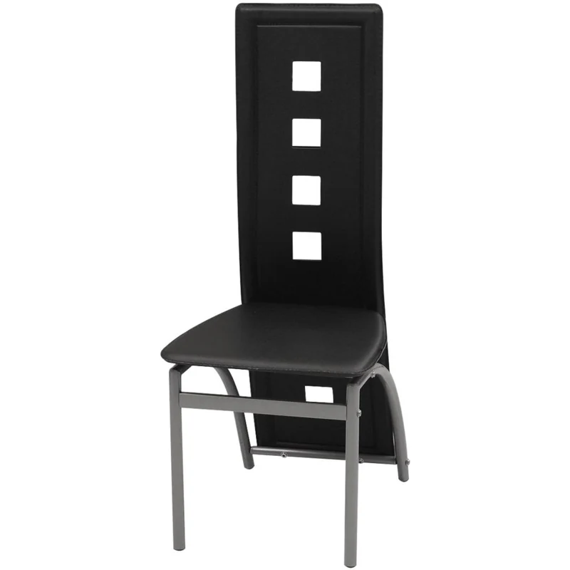 Lot de 4 chaises de salle à manger cuisine style moderne en synthétique noir CDS021804