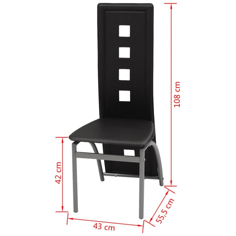 Lot de 4 chaises de salle à manger cuisine style moderne en synthétique noir CDS021804