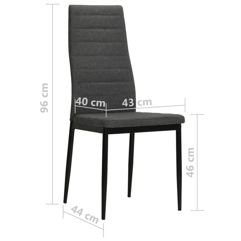 Lot de 2 chaises de salle à manger cuisine design tissu contemporain gris foncé CDS020533