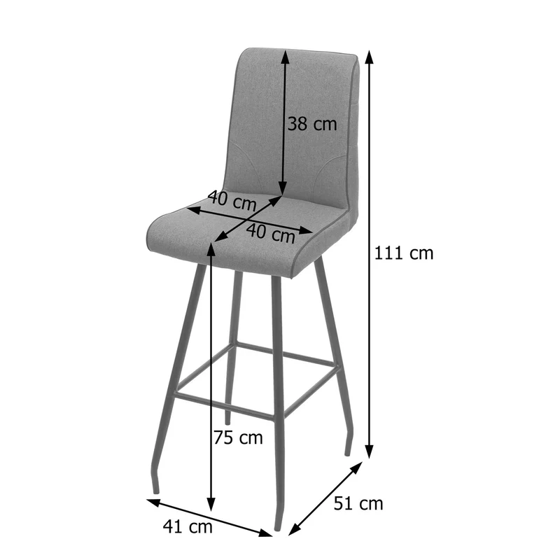 Tabouret de bar chaise comptoir x1 avec repose-pieds rotatif assise en tissu gris foncé 04_0005289