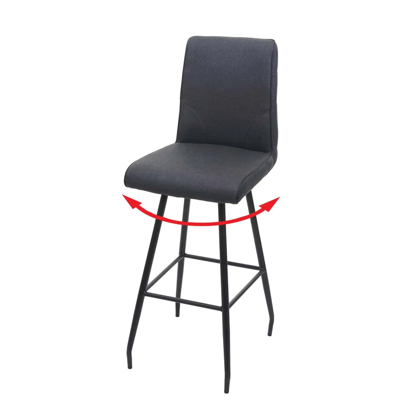 Tabouret de bar chaise comptoir x1 avec repose-pieds rotatif assise en tissu gris foncé 04_0005289