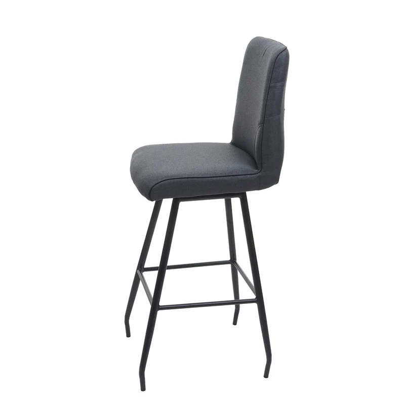 Tabouret de bar chaise comptoir x1 avec repose-pieds rotatif assise en tissu gris foncé 04_0005289