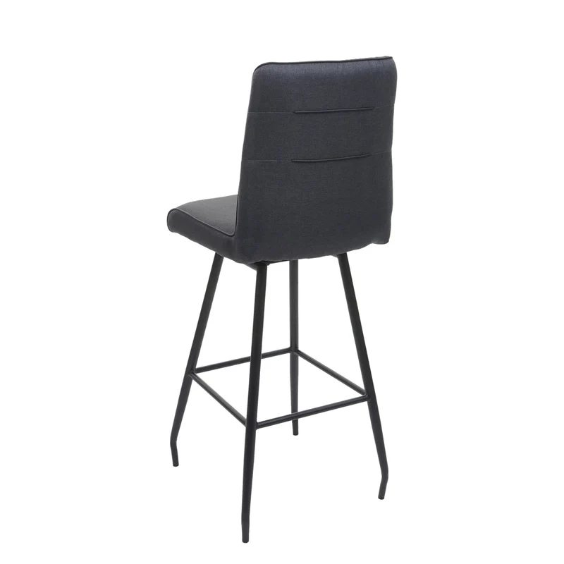 Tabouret de bar chaise comptoir x1 avec repose-pieds rotatif assise en tissu gris foncé 04_0005289