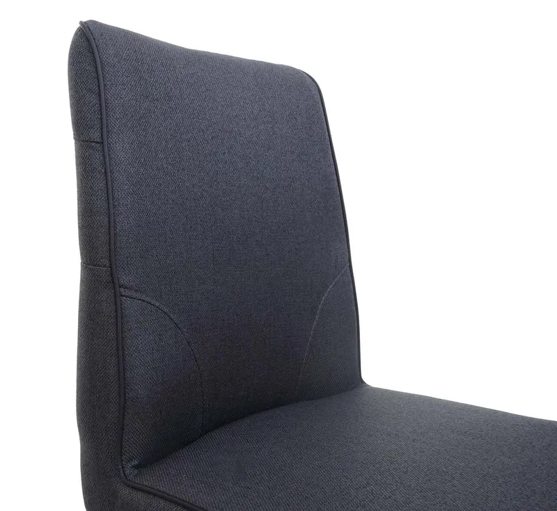 Tabouret de bar chaise comptoir x1 avec repose-pieds rotatif assise en tissu gris foncé 04_0005289