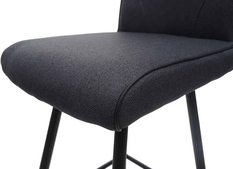 Tabouret de bar chaise comptoir x1 avec repose-pieds rotatif assise en tissu gris foncé 04_0005289