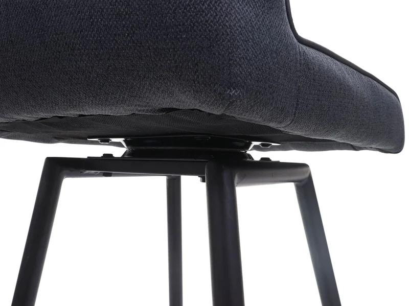 Tabouret de bar chaise comptoir x1 avec repose-pieds rotatif assise en tissu gris foncé 04_0005289