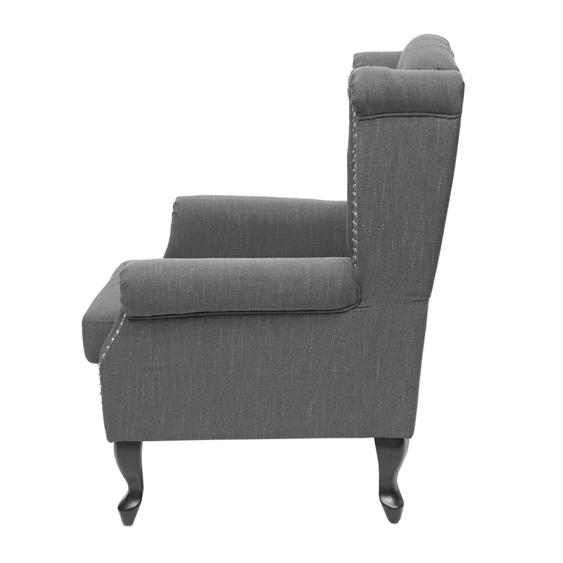 Fauteuil de relaxation Chesterfield en tissu hydrofuge gris foncé 04_0003079