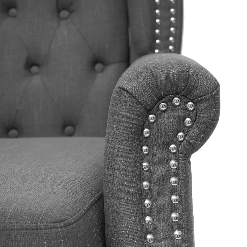 Fauteuil de relaxation Chesterfield en tissu hydrofuge gris foncé 04_0003079